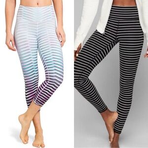 Athleta—Two Pairs High Rise Chataranga Prism+Black/White Stripe Leggings